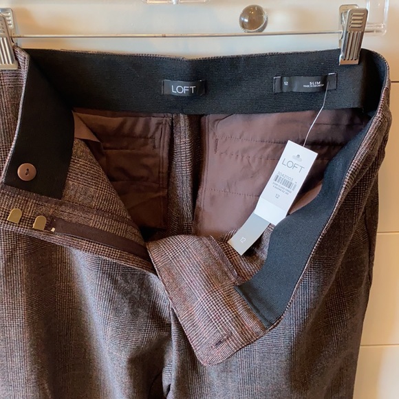 Ann Taylor Loft brown plaid pants - Picture 4 of 6